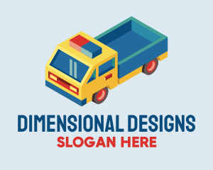 3D Open Bed Truck logo design