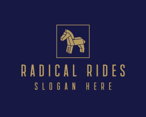 Brown Wooden Horse logo design