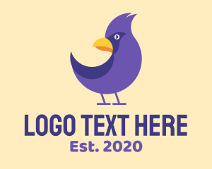 Violet Cartoon Bird logo design