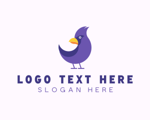 Violet Cartoon Bird logo