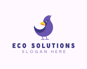 Violet Cartoon Bird logo design