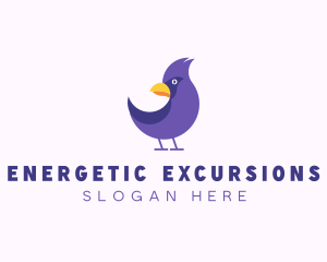 Violet Cartoon Bird logo design