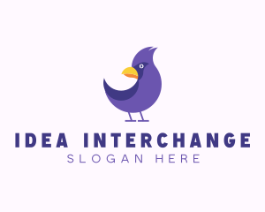 Violet Cartoon Bird logo design