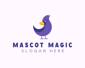 Violet Cartoon Bird logo design