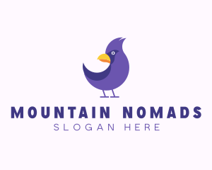 Violet Cartoon Bird logo design