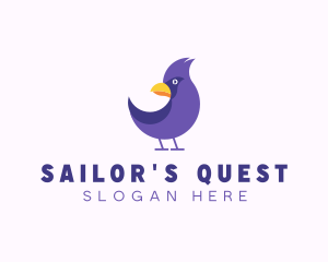 Violet Cartoon Bird logo design