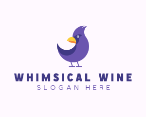 Violet Cartoon Bird logo design