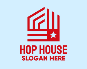 Red Flag Pattern House logo design