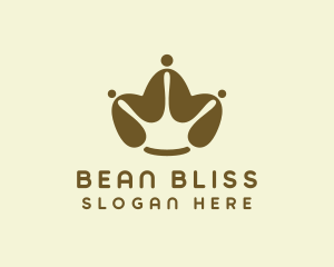 Brown Coffee Bean Crown logo design