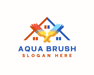 Paint Brush Roof Refurbish logo design