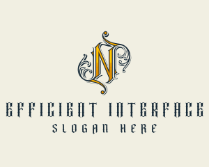 Gothic Ancient Letter N Logo