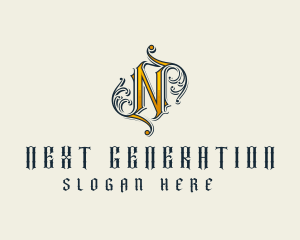 Gothic Ancient Letter N logo design