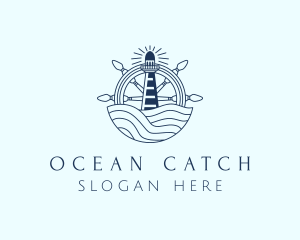 Ocean Helm Lighthouse logo design