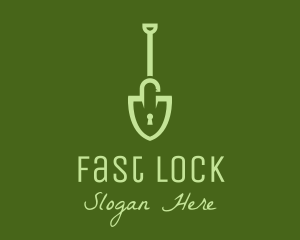 Green Shovel Padlock  logo design