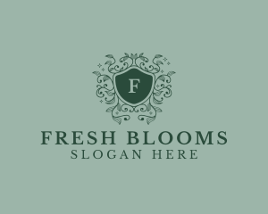 Floral Plant Organic Shield  logo design