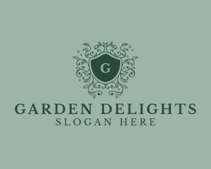 Floral Plant Organic Shield  logo design