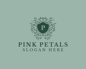 Floral Plant Organic Shield  logo design