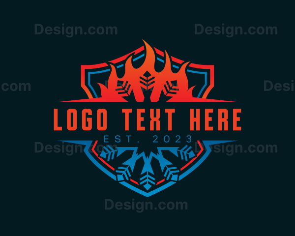 Snowflake Flame Temperature Logo