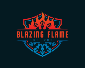 Snowflake Flame Temperature logo design