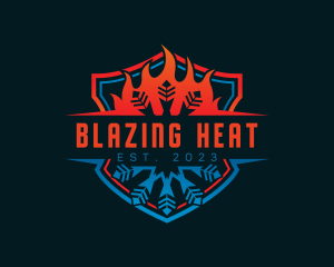 Snowflake Flame Temperature logo design