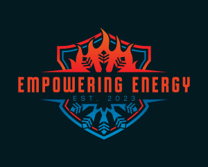 Snowflake Flame Temperature logo design