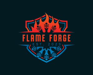 Snowflake Flame Temperature logo design