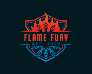 Snowflake Flame Temperature logo design