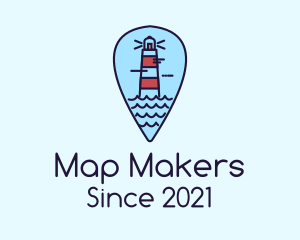 Lighthouse Location Pin logo design