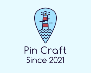 Lighthouse Location Pin logo design