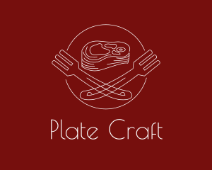 Minimalist Steak Plate logo design