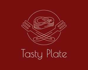 Minimalist Steak Plate logo design