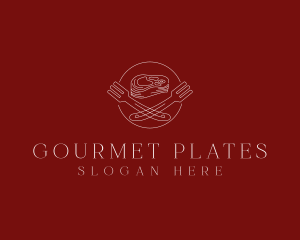 Minimalist Steak Plate logo design