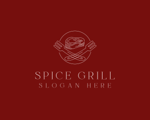 Minimalist Steak Plate logo design