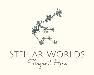 Aquarius Constellation Floral logo design