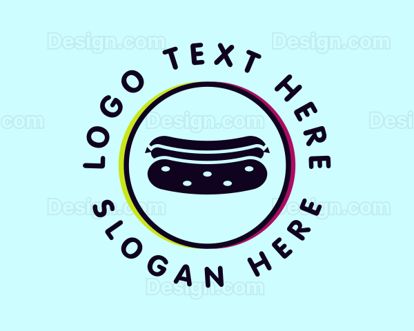 Glitch Hot Dog Sandwich Logo