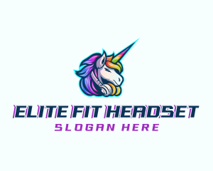 Unicorn Rainbow Headset logo design