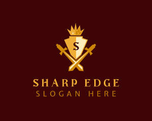 Crown Shield Sword logo design