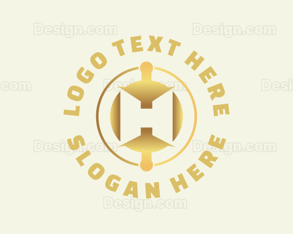 Cryptocurrency Gold Letter H Logo