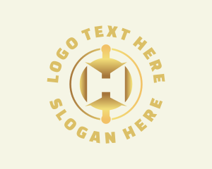 Cryptocurrency Gold Letter H Logo