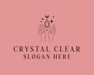 Moon Crystal Gemstone logo design