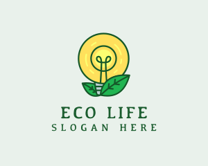 Eco Leaf Lightbulb logo design