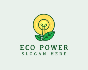 Eco Leaf Lightbulb logo design