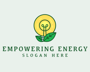 Eco Leaf Lightbulb logo design