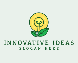 Eco Leaf Lightbulb logo design