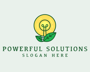 Eco Leaf Lightbulb logo design