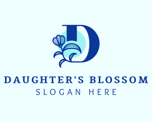 Blue Flower Letter D logo design