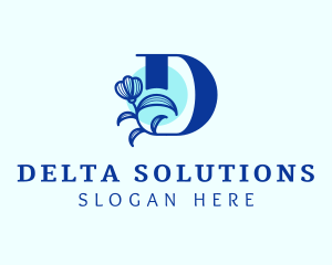 Blue Flower Letter D logo design