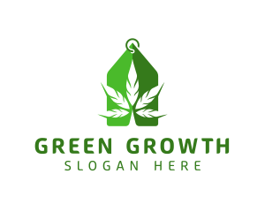 Green Cannabis Leaf logo design