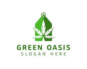 Green Cannabis Leaf logo design