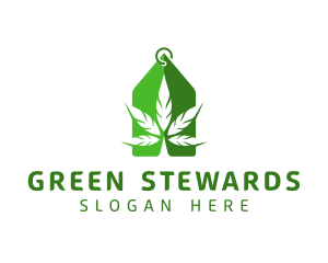 Green Cannabis Leaf logo design